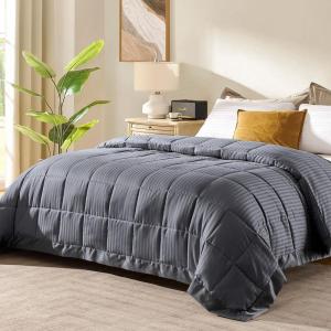 imagedownluxe Weighted Blanket King Size 18 lb Weighted Blanket with Glass Beads for All Season Machine Washable Heavy Blanket White 108 X 90 InchGrey