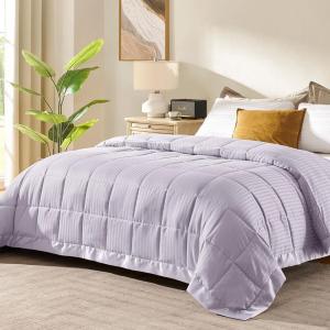 imagedownluxe Weighted Blanket King Size 18 lb Weighted Blanket with Glass Beads for All Season Machine Washable Heavy Blanket White 108 X 90 InchLilac