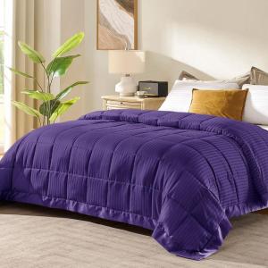 imagedownluxe Weighted Blanket King Size 18 lb Weighted Blanket with Glass Beads for All Season Machine Washable Heavy Blanket White 108 X 90 InchPurple