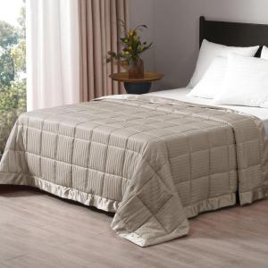 imagedownluxe Weighted Blanket King Size 18 lb Weighted Blanket with Glass Beads for All Season Machine Washable Heavy Blanket White 108 X 90 InchSand Color