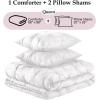 imagedownluxe Pintuck Queen Comforter Set with 2 Pillow Shams  3Piece  White Queen Bed Comforter Set for All Seasons Pinch Pleat Microfiber Down Alternative Bedding Comforter Sets