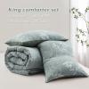 imagedownluxe Queen Comforter Set  3 Pieces Dark Green Bedding Comforter Sets Queen Botanical Flower Comforter 1 Soft Reversible Floral Comforter and 2 Pillow Shams for All SeasonsDark Green