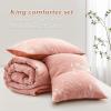 imagedownluxe Queen Comforter Set  3 Pieces Dark Green Bedding Comforter Sets Queen Botanical Flower Comforter 1 Soft Reversible Floral Comforter and 2 Pillow Shams for All SeasonsBurnt Orange