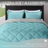 imagedownluxe Queen Comforter Set  Charcoal and Grey Queen Comforter Soft Bedding Sets for All Seasons 3 Pieces  1 Comforter 88quotx92quot and 2 Pillow Shams20quotx26quotLight BlueGray