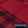 imagedownluxe Queen Comforter Set  Charcoal and Grey Queen Comforter Soft Bedding Sets for All Seasons 3 Pieces  1 Comforter 88quotx92quot and 2 Pillow Shams20quotx26quotPlaid RedBlack