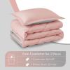 imagedownluxe Queen Comforter Set  Charcoal and Grey Queen Comforter Soft Bedding Sets for All Seasons 3 Pieces  1 Comforter 88quotx92quot and 2 Pillow Shams20quotx26quotPeach PinkGrey