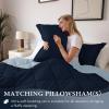 imagedownluxe Queen Comforter Set  Charcoal and Grey Queen Comforter Soft Bedding Sets for All Seasons 3 Pieces  1 Comforter 88quotx92quot and 2 Pillow Shams20quotx26quotBlueSapphire