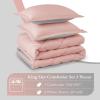 imagedownluxe Queen Comforter Set  Charcoal and Grey Queen Comforter Soft Bedding Sets for All Seasons 3 Pieces  1 Comforter 88quotx92quot and 2 Pillow Shams20quotx26quotPeach PinkGrey