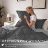 imagedownluxe Queen Comforter Set  Charcoal and Grey Queen Comforter Soft Bedding Sets for All Seasons 3 Pieces  1 Comforter 88quotx92quot and 2 Pillow Shams20quotx26quotCharcolGrey