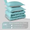 imagedownluxe Queen Comforter Set  Charcoal and Grey Queen Comforter Soft Bedding Sets for All Seasons 3 Pieces  1 Comforter 88quotx92quot and 2 Pillow Shams20quotx26quotLight BlueGray