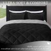 imagedownluxe Queen Comforter Set  Charcoal and Grey Queen Comforter Soft Bedding Sets for All Seasons 3 Pieces  1 Comforter 88quotx92quot and 2 Pillow Shams20quotx26quotBlackGrey