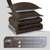 imagedownluxe Queen Comforter Set  Charcoal and Grey Queen Comforter Soft Bedding Sets for All Seasons 3 Pieces  1 Comforter 88quotx92quot and 2 Pillow Shams20quotx26quotBrownBlue