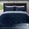 imagedownluxe Queen Comforter Set  Charcoal and Grey Queen Comforter Soft Bedding Sets for All Seasons 3 Pieces  1 Comforter 88quotx92quot and 2 Pillow Shams20quotx26quotBlueSapphire