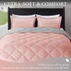 imagedownluxe Queen Comforter Set  Charcoal and Grey Queen Comforter Soft Bedding Sets for All Seasons 3 Pieces  1 Comforter 88quotx92quot and 2 Pillow Shams20quotx26quotPeach PinkGrey