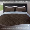imagedownluxe Queen Comforter Set  Charcoal and Grey Queen Comforter Soft Bedding Sets for All Seasons 3 Pieces  1 Comforter 88quotx92quot and 2 Pillow Shams20quotx26quotBrownBlue