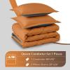 imagedownluxe Queen Comforter Set  Charcoal and Grey Queen Comforter Soft Bedding Sets for All Seasons 3 Pieces  1 Comforter 88quotx92quot and 2 Pillow Shams20quotx26quotBurnt OrangeGrey