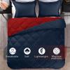 imagedownluxe Queen Comforter Set  Charcoal and Grey Queen Comforter Soft Bedding Sets for All Seasons 3 Pieces  1 Comforter 88quotx92quot and 2 Pillow Shams20quotx26quotRedNavy