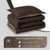 imagedownluxe Queen Comforter Set  Charcoal and Grey Queen Comforter Soft Bedding Sets for All Seasons 3 Pieces  1 Comforter 88quotx92quot and 2 Pillow Shams20quotx26quotBrownTan
