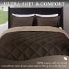 imagedownluxe Queen Comforter Set  Charcoal and Grey Queen Comforter Soft Bedding Sets for All Seasons 3 Pieces  1 Comforter 88quotx92quot and 2 Pillow Shams20quotx26quotBrownTan