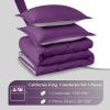 imagedownluxe Queen Comforter Set  Charcoal and Grey Queen Comforter Soft Bedding Sets for All Seasons 3 Pieces  1 Comforter 88quotx92quot and 2 Pillow Shams20quotx26quotPurpleGrey