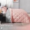 imagedownluxe Queen Comforter Set  Charcoal and Grey Queen Comforter Soft Bedding Sets for All Seasons 3 Pieces  1 Comforter 88quotx92quot and 2 Pillow Shams20quotx26quotPeach PinkGrey