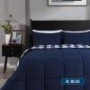 imagedownluxe Queen Comforter Set  Charcoal and Grey Queen Comforter Soft Bedding Sets for All Seasons 3 Pieces  1 Comforter 88quotx92quot and 2 Pillow Shams20quotx26quotPlaid BlueWhite