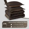 imagedownluxe Queen Comforter Set  Charcoal and Grey Queen Comforter Soft Bedding Sets for All Seasons 3 Pieces  1 Comforter 88quotx92quot and 2 Pillow Shams20quotx26quotBrownTan