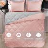 imagedownluxe Queen Comforter Set  Charcoal and Grey Queen Comforter Soft Bedding Sets for All Seasons 3 Pieces  1 Comforter 88quotx92quot and 2 Pillow Shams20quotx26quotPeach PinkGrey
