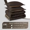 imagedownluxe Queen Comforter Set  Charcoal and Grey Queen Comforter Soft Bedding Sets for All Seasons 3 Pieces  1 Comforter 88quotx92quot and 2 Pillow Shams20quotx26quotBrownTan