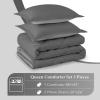 imagedownluxe Queen Comforter Set  Charcoal and Grey Queen Comforter Soft Bedding Sets for All Seasons 3 Pieces  1 Comforter 88quotx92quot and 2 Pillow Shams20quotx26quotCharcolGrey