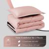 imagedownluxe Queen Comforter Set  Charcoal and Grey Queen Comforter Soft Bedding Sets for All Seasons 3 Pieces  1 Comforter 88quotx92quot and 2 Pillow Shams20quotx26quotPinkBlack