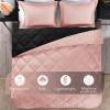 imagedownluxe Queen Comforter Set  Charcoal and Grey Queen Comforter Soft Bedding Sets for All Seasons 3 Pieces  1 Comforter 88quotx92quot and 2 Pillow Shams20quotx26quotPinkBlack