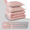 imagedownluxe Queen Comforter Set  Charcoal and Grey Queen Comforter Soft Bedding Sets for All Seasons 3 Pieces  1 Comforter 88quotx92quot and 2 Pillow Shams20quotx26quotPeach PinkGrey