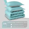 imagedownluxe Queen Comforter Set  Charcoal and Grey Queen Comforter Soft Bedding Sets for All Seasons 3 Pieces  1 Comforter 88quotx92quot and 2 Pillow Shams20quotx26quotLight BlueGray