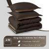 imagedownluxe Queen Comforter Set  Charcoal and Grey Queen Comforter Soft Bedding Sets for All Seasons 3 Pieces  1 Comforter 88quotx92quot and 2 Pillow Shams20quotx26quotBrownTan