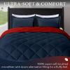 imagedownluxe Queen Comforter Set  Charcoal and Grey Queen Comforter Soft Bedding Sets for All Seasons 3 Pieces  1 Comforter 88quotx92quot and 2 Pillow Shams20quotx26quotRedNavy