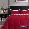 imagedownluxe Queen Comforter Set  Charcoal and Grey Queen Comforter Soft Bedding Sets for All Seasons 3 Pieces  1 Comforter 88quotx92quot and 2 Pillow Shams20quotx26quotPlaid RedWhite