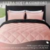imagedownluxe Queen Comforter Set  Charcoal and Grey Queen Comforter Soft Bedding Sets for All Seasons 3 Pieces  1 Comforter 88quotx92quot and 2 Pillow Shams20quotx26quotPinkBlack