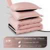 imagedownluxe Queen Comforter Set  Charcoal and Grey Queen Comforter Soft Bedding Sets for All Seasons 3 Pieces  1 Comforter 88quotx92quot and 2 Pillow Shams20quotx26quotPinkBlack