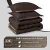 imagedownluxe Queen Comforter Set  Charcoal and Grey Queen Comforter Soft Bedding Sets for All Seasons 3 Pieces  1 Comforter 88quotx92quot and 2 Pillow Shams20quotx26quotBrownTan