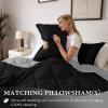 imagedownluxe Queen Comforter Set  Charcoal and Grey Queen Comforter Soft Bedding Sets for All Seasons 3 Pieces  1 Comforter 88quotx92quot and 2 Pillow Shams20quotx26quotBlackGrey