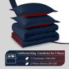 imagedownluxe Queen Comforter Set  Charcoal and Grey Queen Comforter Soft Bedding Sets for All Seasons 3 Pieces  1 Comforter 88quotx92quot and 2 Pillow Shams20quotx26quotRedNavy