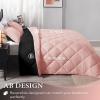 imagedownluxe Queen Comforter Set  Charcoal and Grey Queen Comforter Soft Bedding Sets for All Seasons 3 Pieces  1 Comforter 88quotx92quot and 2 Pillow Shams20quotx26quotPinkBlack