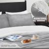 imagedownluxe UltraSoft Micromink Sherpa Queen Comforter Set with 2 Pillow Shams  3Piece Set  Dark Grey  Plush Warm Fall Winter Bedding Comforter SetsLight Grey