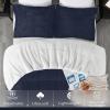 imagedownluxe UltraSoft Micromink Sherpa Queen Comforter Set with 2 Pillow Shams  3Piece Set  Dark Grey  Plush Warm Fall Winter Bedding Comforter SetsNavy