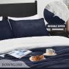 imagedownluxe UltraSoft Micromink Sherpa Queen Comforter Set with 2 Pillow Shams  3Piece Set  Dark Grey  Plush Warm Fall Winter Bedding Comforter SetsNavy