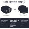 imagedownluxe UltraSoft Micromink Sherpa Queen Comforter Set with 2 Pillow Shams  3Piece Set  Dark Grey  Plush Warm Fall Winter Bedding Comforter SetsNavy