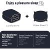 imagedownluxe UltraSoft Micromink Sherpa Queen Comforter Set with 2 Pillow Shams  3Piece Set  Dark Grey  Plush Warm Fall Winter Bedding Comforter SetsNavy