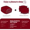 imagedownluxe UltraSoft Micromink Sherpa Queen Comforter Set with 2 Pillow Shams  3Piece Set  Dark Grey  Plush Warm Fall Winter Bedding Comforter SetsRed