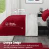 imagedownluxe UltraSoft Micromink Sherpa Queen Comforter Set with 2 Pillow Shams  3Piece Set  Dark Grey  Plush Warm Fall Winter Bedding Comforter SetsRed
